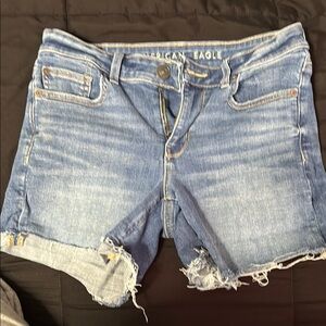 American Eagle Outfitters Blue Jean Shorts Distressed Cut-Offs